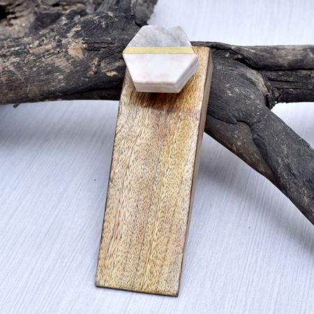 Hexagon Shaped White & Gray Stone Wooden Door Stopper